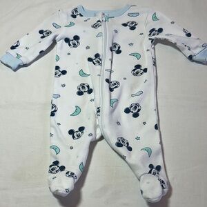 Disney Baby - Blue and White Mickey Mouse Footie Sleeper